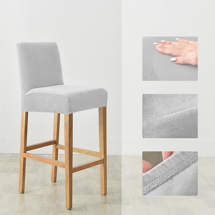 Cover For Bar Stool, Velvet, Light Gray