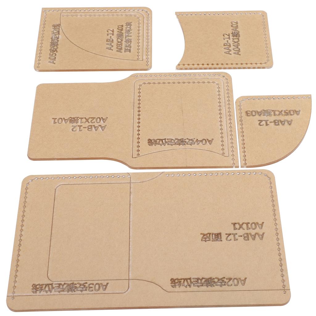 5Pcs Acrylic Template DIY HandMade Short Wallet Leather Pattern Mold Craft Tools