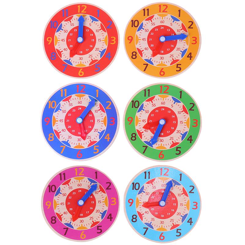 Children Montessori Wooden Clock Toys Hour Minute Second Cognition Clocks