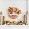 1 Pc HELLO FALL Hanging, Harvest Festival Decor Front Door Garland, Autumn Decor Wooden House Number Pendant with Pumpkin Bow, Decorative Wreaths