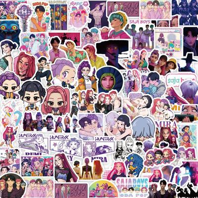 Стикеры K-Pop группа девушек-охотниц на демонов: Креативный, Двумерный, Сделай сам скрапбук, Водонепроницаемый, Набор 74 штуки.