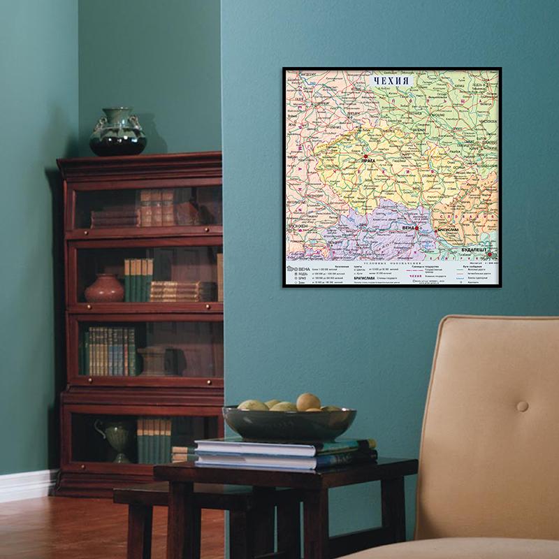 Russian Czech Republic Map City Illustration Map Canvas Painting Wall Art Poster Home Decoration