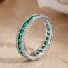 Real S925 Sterling Silver   Emerald Rings Women Square Brilliant Rings Female Luxury Jewelry Shiny 8A Zircon Girl Gift Party