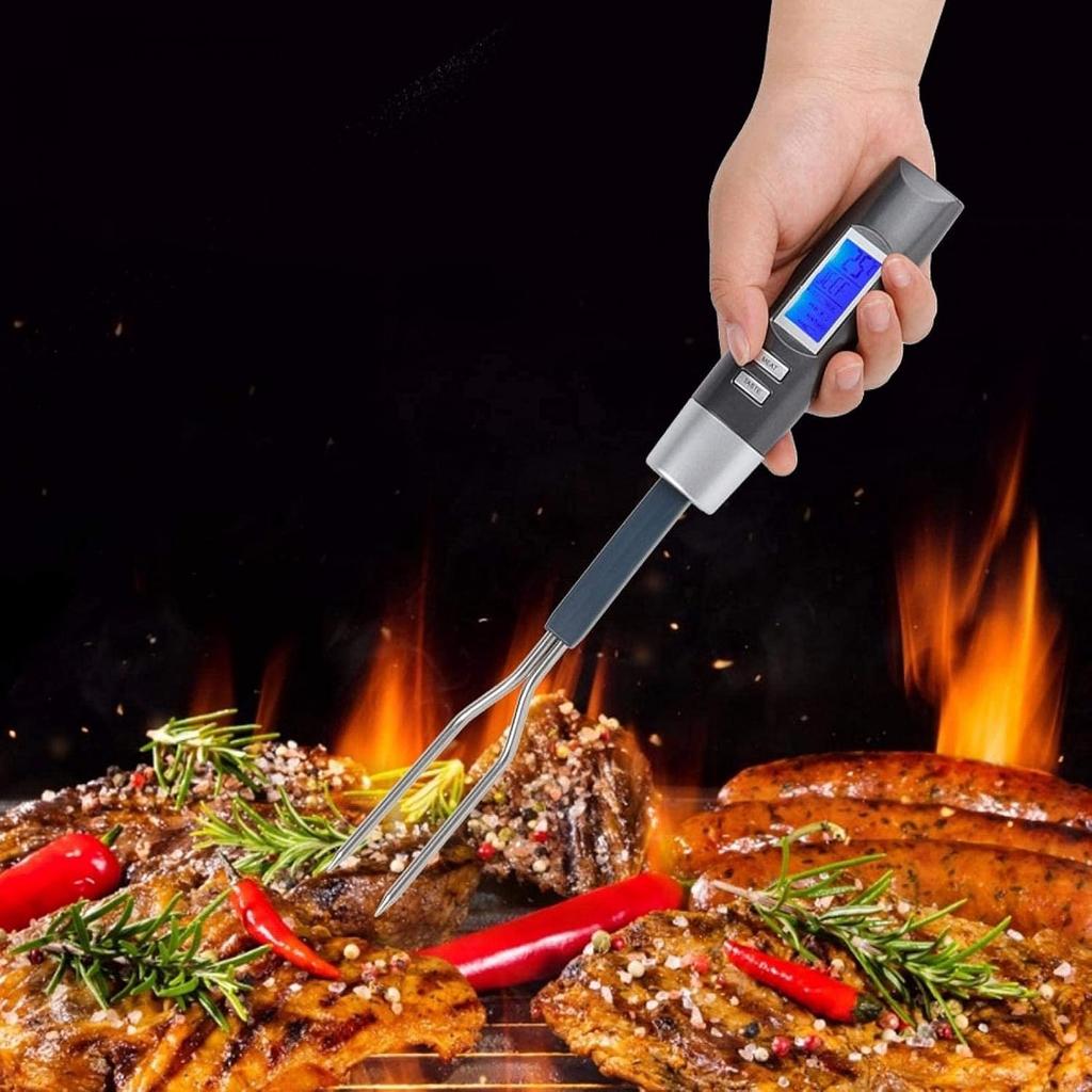 Thermometer Grill Fork, Digital Sound Alarm Stainless Steel ℃/℉ Switch Digital Cooking Fork, for Meat Meat Fork BBQ Fork BBQ