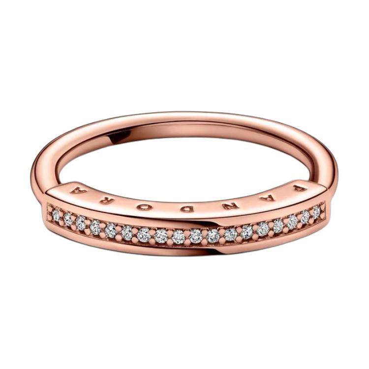Pandora Кольцо Signature Series с паве Дизайн Кольцо для женщин Розовое золото 182283C01