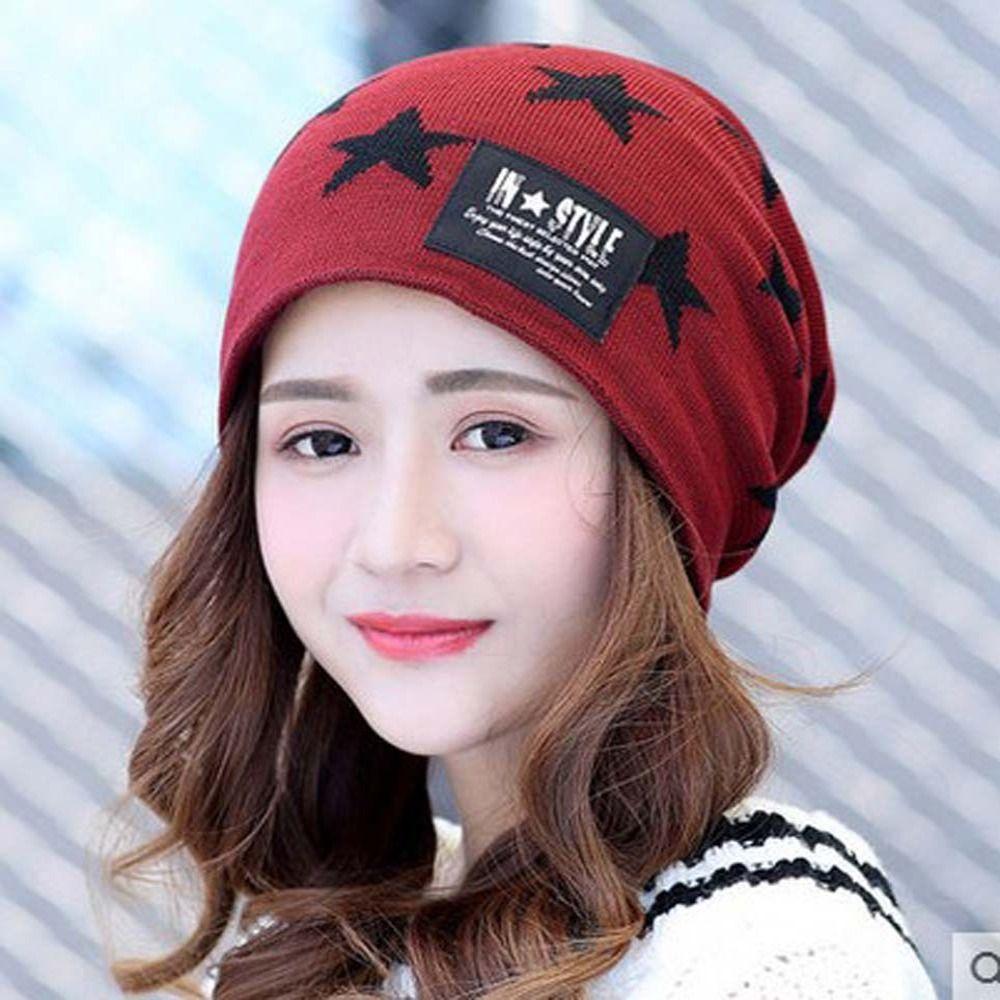 Plush Men's Beanie Cap Star Neck Scarf Hat Fashion Winter Hat Scarf Set Female/Male