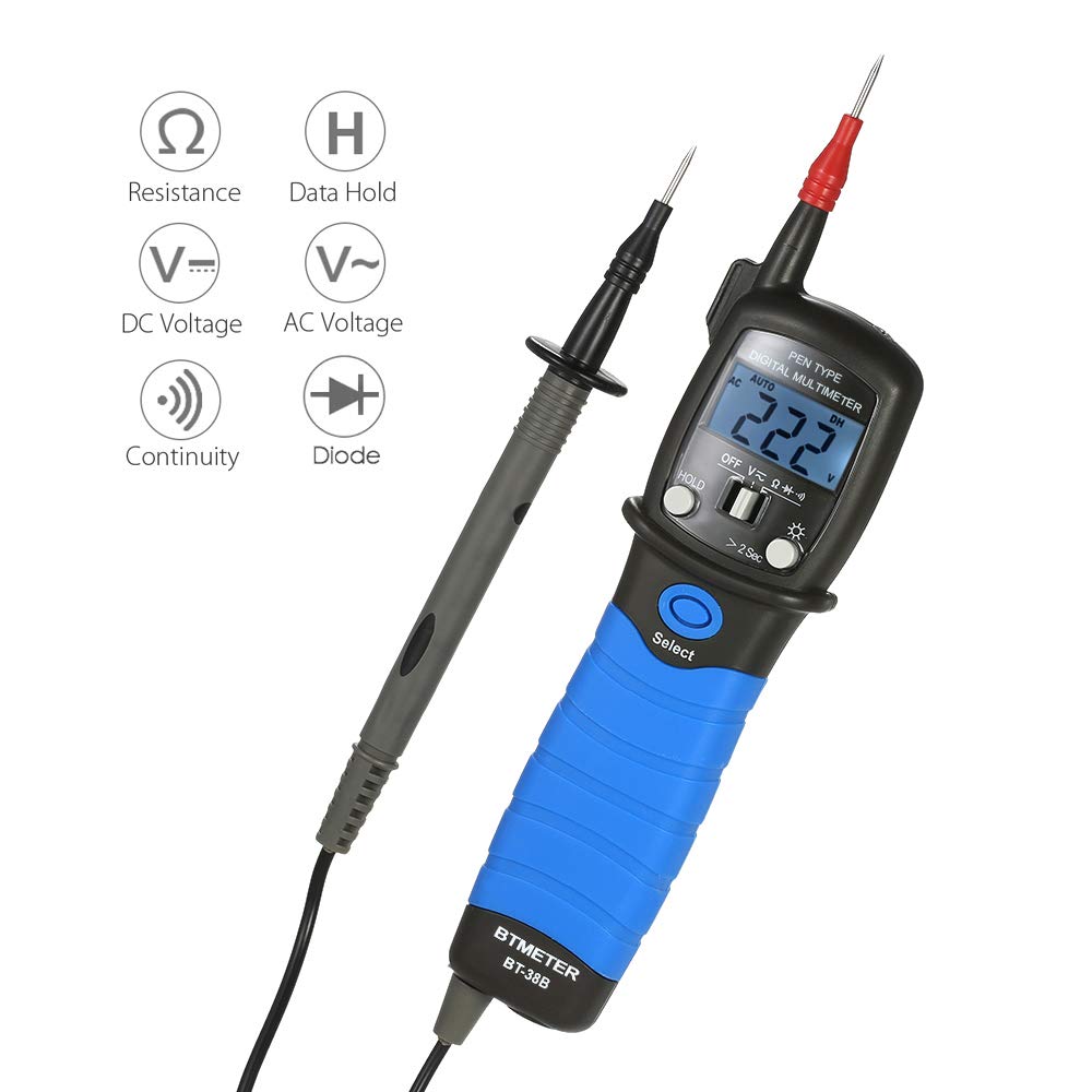 BTMETER BT-38B Pen Type Digital Multimeter with Backlight LCD Auto Power Off for DC/AC Volt Resistance Diode Continuity Test