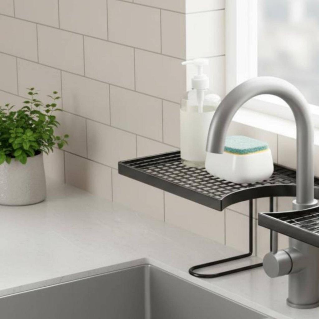 Faucet Organizer Shelf No Drilling Required Bathroom Accessory Space-Saving