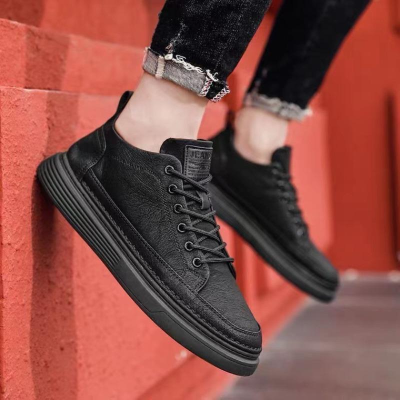 New PU Leather Men Loafers Fashion Men's Casual Shoes Comfortable Non-slip Sneakers 2024 Ankle Vulcanized Shoes Zapatos Hombre