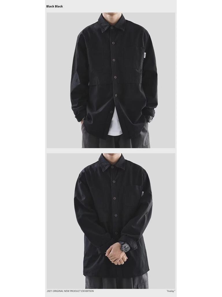 Модная рубашка в стиле Харадзюку с длинными рукавами в японском стиле в стиле ретро для мальчиков