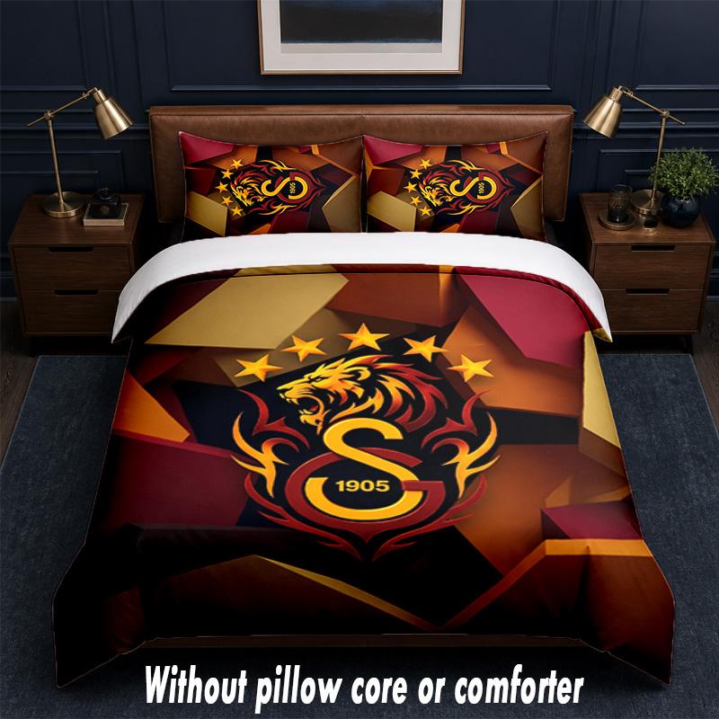 Galatasaray FC Design Bed Bedding Set 1 Duvet Cover + 2 Pillowcases Soft Breathable Household Bed Linens