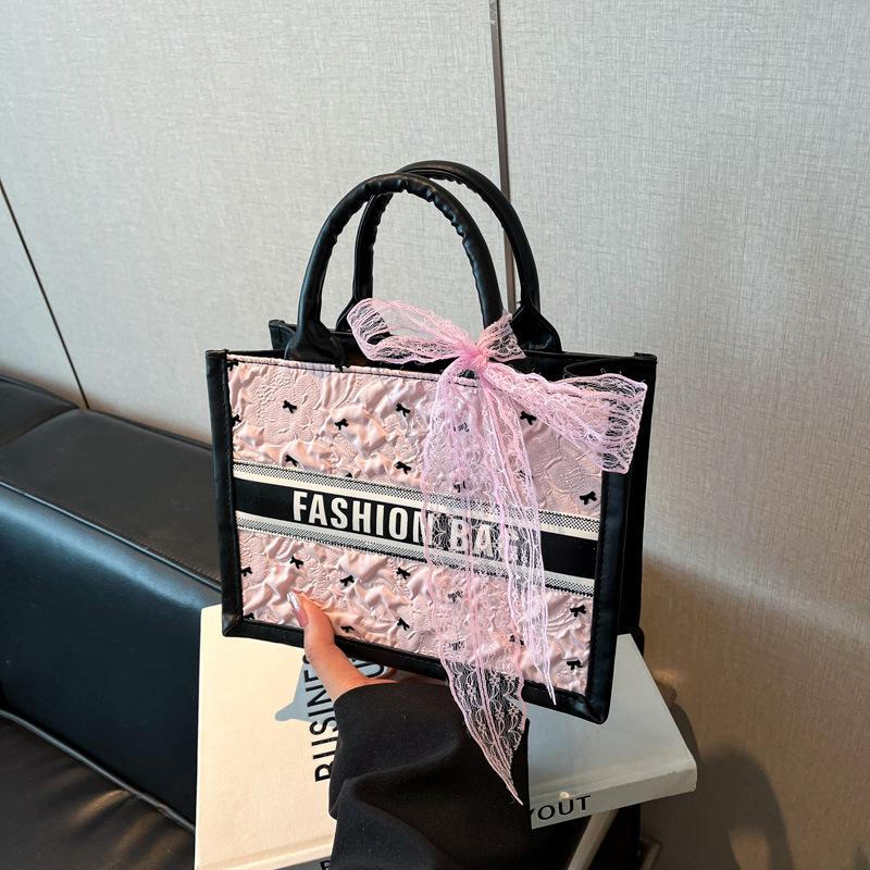 Модная сумка-тоут большой вместимости для поездок на работу, женская, с милым бантом, в повседневном нишевом дизайне