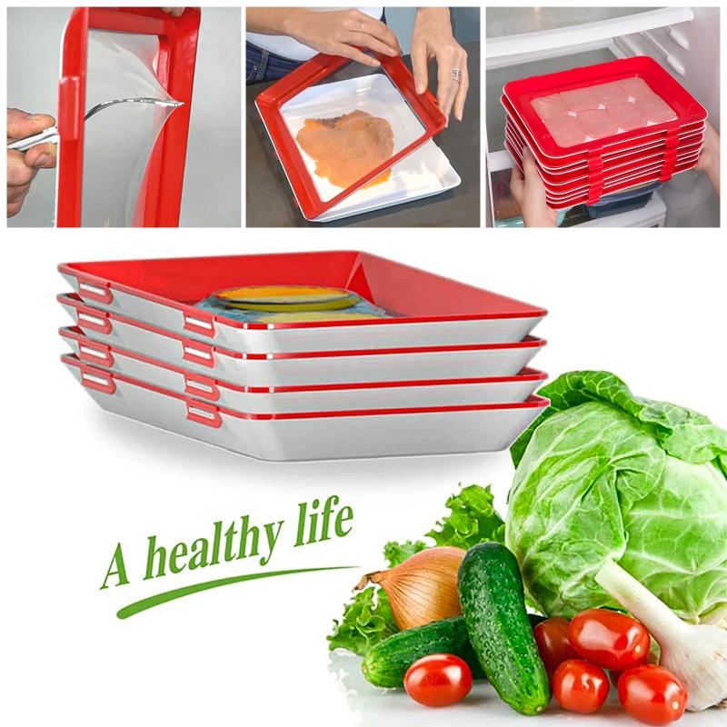 Многоразовый поднос для хранения продуктов питания Пластиковый креативный вакуумный контейнер для фруктов Лоток для хранения Холодильник Контейнер из пленки для сохранения свежести
