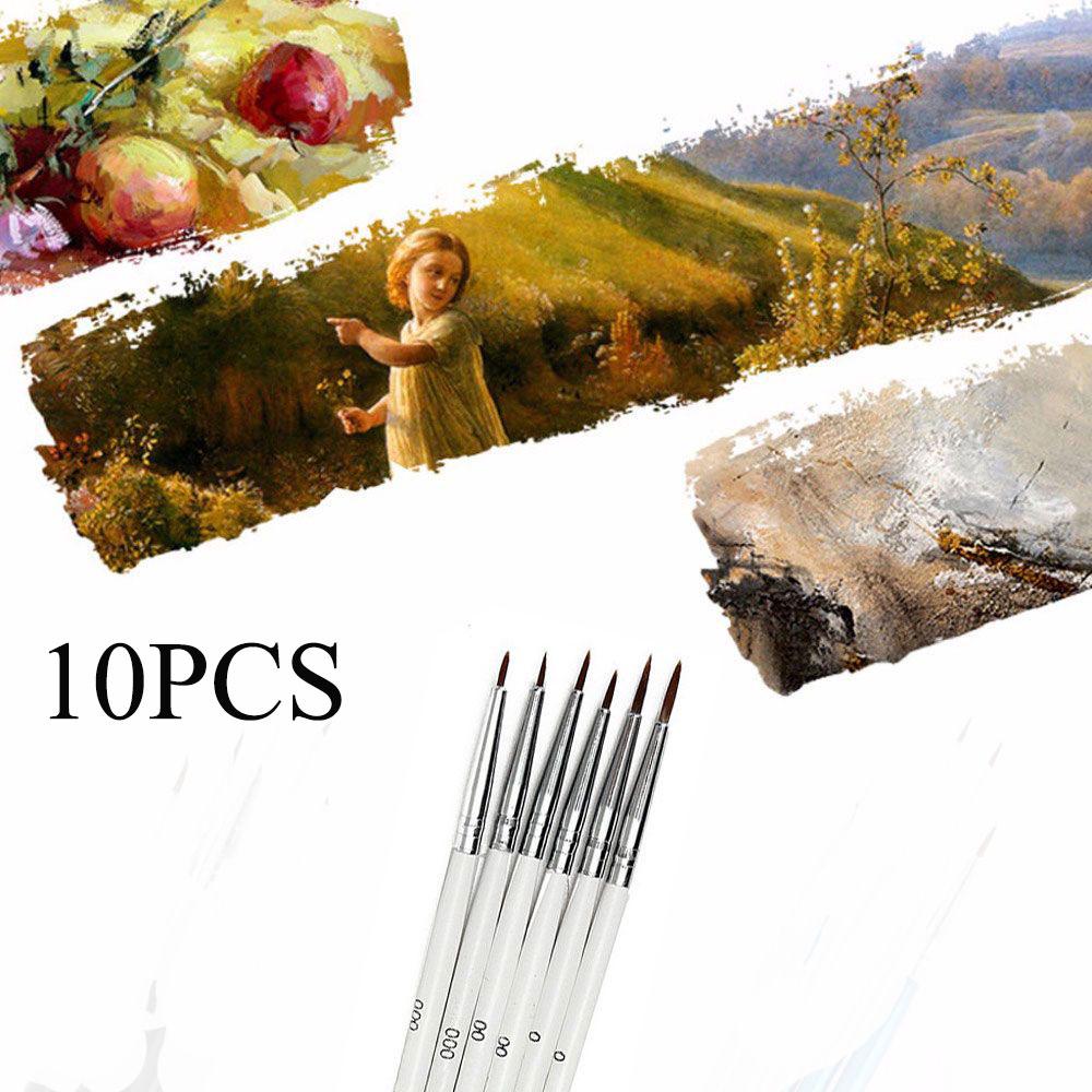10PCS New Watercolor Art Tools Line Drawing Pen Nylon Fiber Hair Artist Paint Brush Point Tip