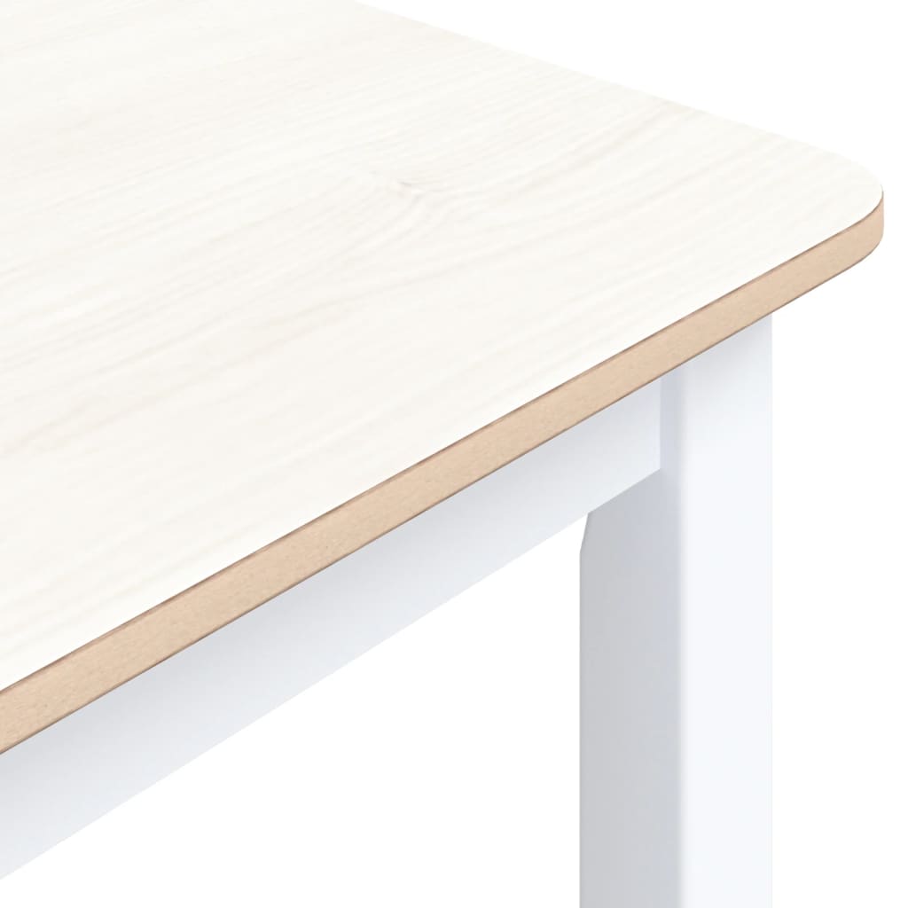 Dining Table White and Brown 114 x 71 x 75 cm Solid Rubberwood