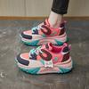 Fashion Spring Pink Platform Sneakers Thick Sole Leather Casual Shoes Women Chunky Sneakers Slip On Casual Sports Shoes For Women