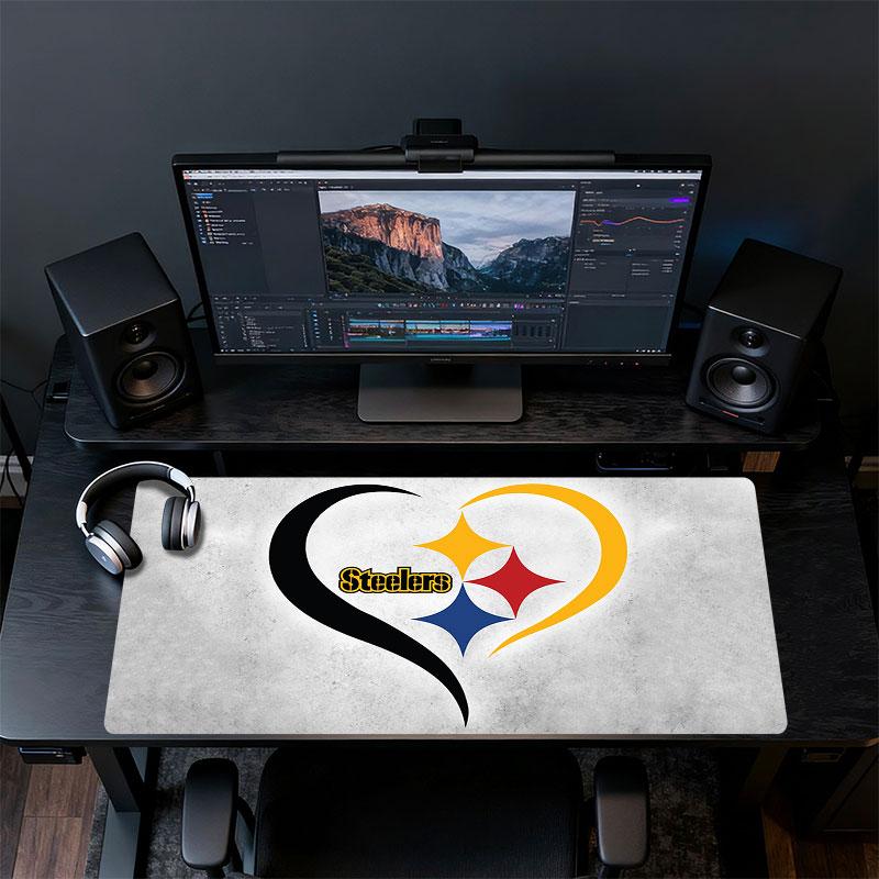 Steelers Mouse Pad, Large Gaming Desk Mat, Non-slip XXL Mousepad for Laptop & Tablet, Mini PC Playmat with Stitched Edges
