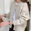 Women's Korean Style Round Neck Knit Cardigan - Single-Breasted, Solid Color, Loose Fit, Autumn/Winter Sweater Coat.
