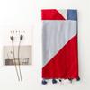 And Cotton Bali Feel Linen Yarn Thin Design Red And Blue Contrasting Colors Geometric Fashion Fresh Travel Sun Protection Shawl For Women