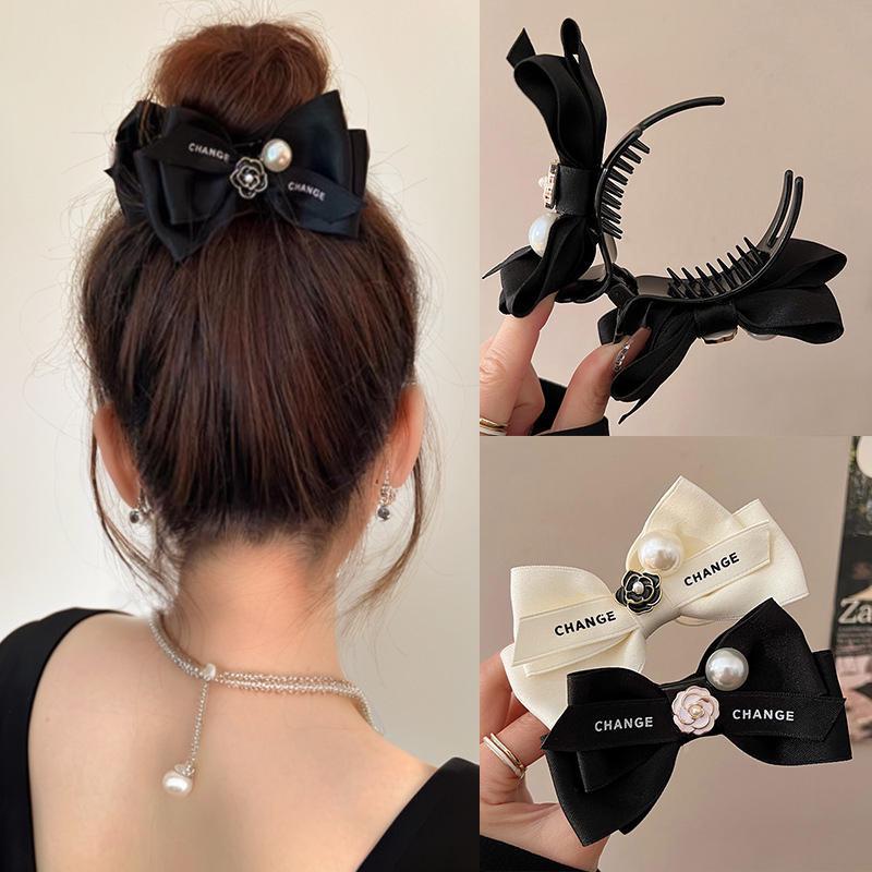 Элегантная жемчужная заколка для волос «Камелия-бабочка» для женщин — заколка-пучок и заколка-акула
