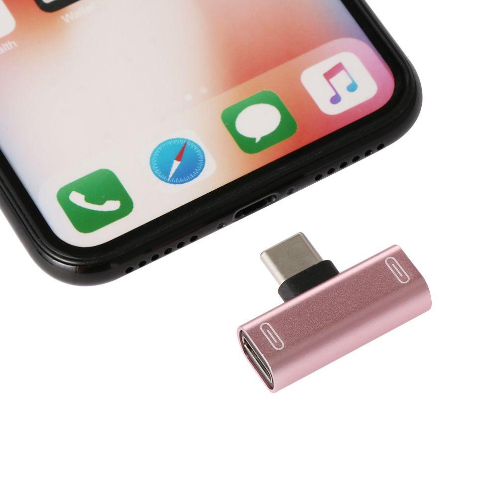 Mini USB C Metal Headphone Jack Type-C To Type-C Adapter AUX Splitter Audio Convertor
