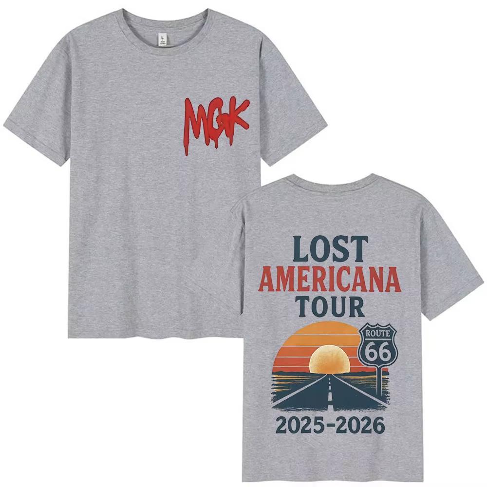 MGK Lost Americana Tour 20252026 Графические футболки Мужские Женские Харадзюку Винтажные Оверсайз Футболки Летние Мужские Хлопковые Топы Футболка