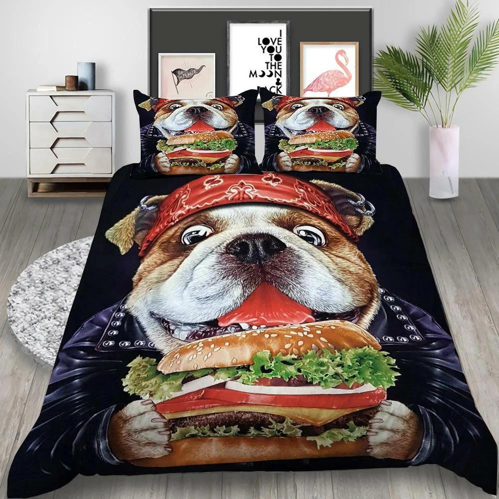Cute Pet Dog Pug Bedding Set Animal Down Duvet Cover Queen King Single Duvet Cover Pillowcase 2/3pc Gift Soft Bedroom Decoration