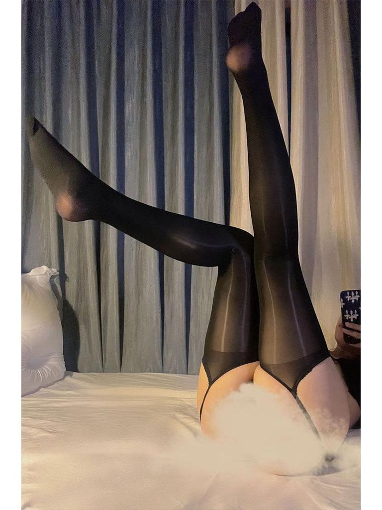 Чулочные подвязки Aurora Lace черные и маслянисто-серые - Женские сексуальные высокие носки