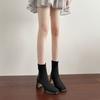 Waterproof Table High Heels Autumn and Winter New Suede Short Thick Heel Thin Black Square Head Short Women
