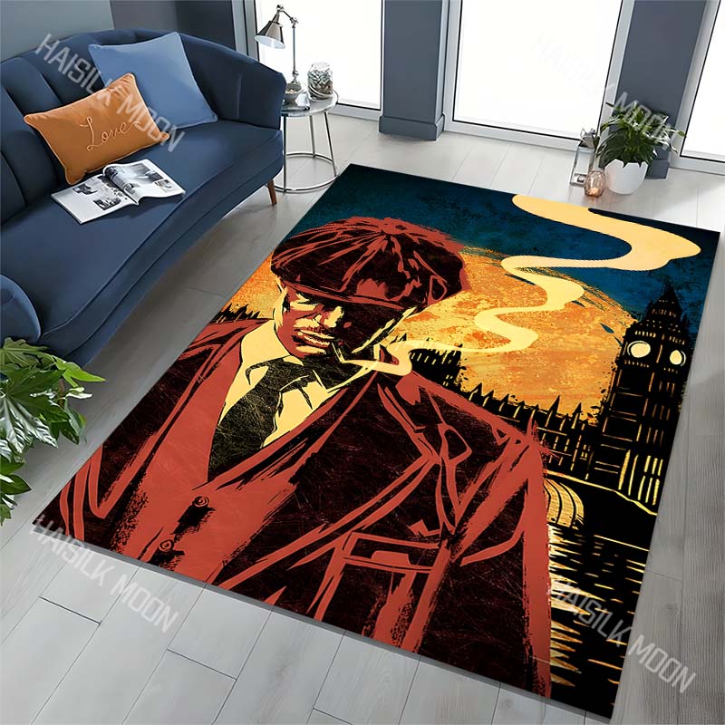 1PC London Silhouette and Mysterious Figure Carpet for Living Room Bedroom Sofa Home Decor Rus Non-slip Floor Mat Luxury Gift