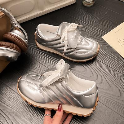 Dexun обувь женская серебристая 2025 новая балетки одинарная обувь спортивная универсальная плоская повседневная женская обувь обувь Форреста Гампа спортивная обувь