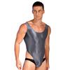 Мужской глянцевый боди с высоким вырезом без рукавов, цельный купальник для занятий спортом, фитнесом, плаванием