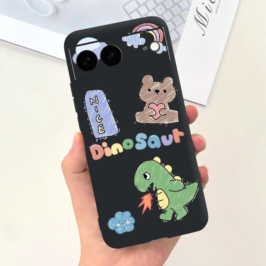 For Google Pixel 7 Pro Case Soft SIlicone Phone Case For Pixel7 Google 7Pro Bumper Cute Fashion Cartoon Cover Cat Moon Night Bag