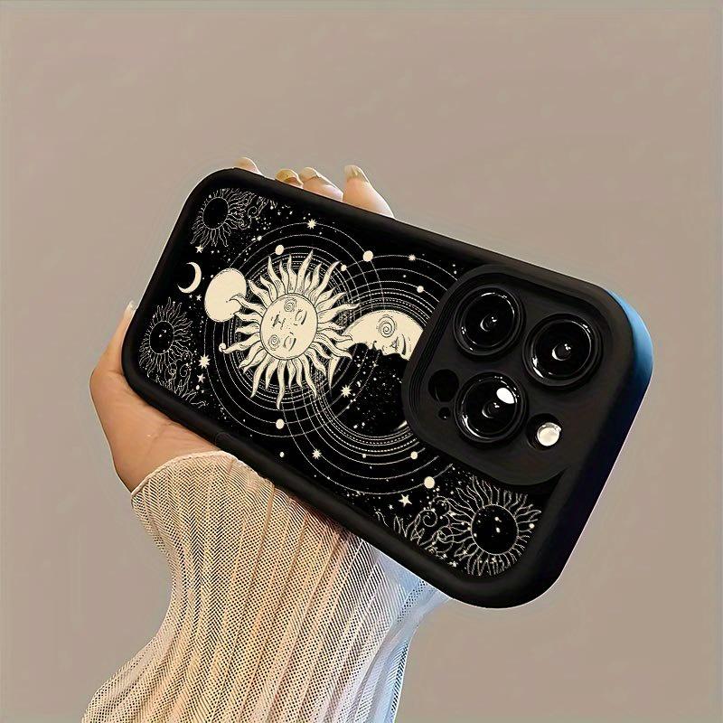 Креативный чехол для телефона с узором Солнце и Луна, подходит для iPhone 17 16 15 14 13 12 11 Pro/Max/Plus, противоударный