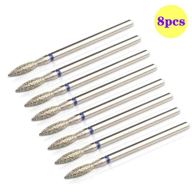 8pcs Diamond Nail Drill Bits Set Cuticle Cleaner Bit for Acrylic Nail Gel Removing Milling Cutter Manicure Machine Accessories