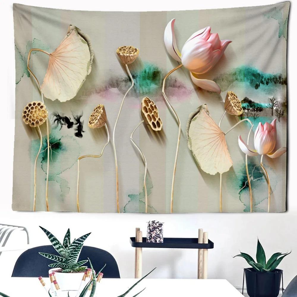Узор Lotus Koi Модный домашний декор Гобелен Гостиная Спальня Гобелен