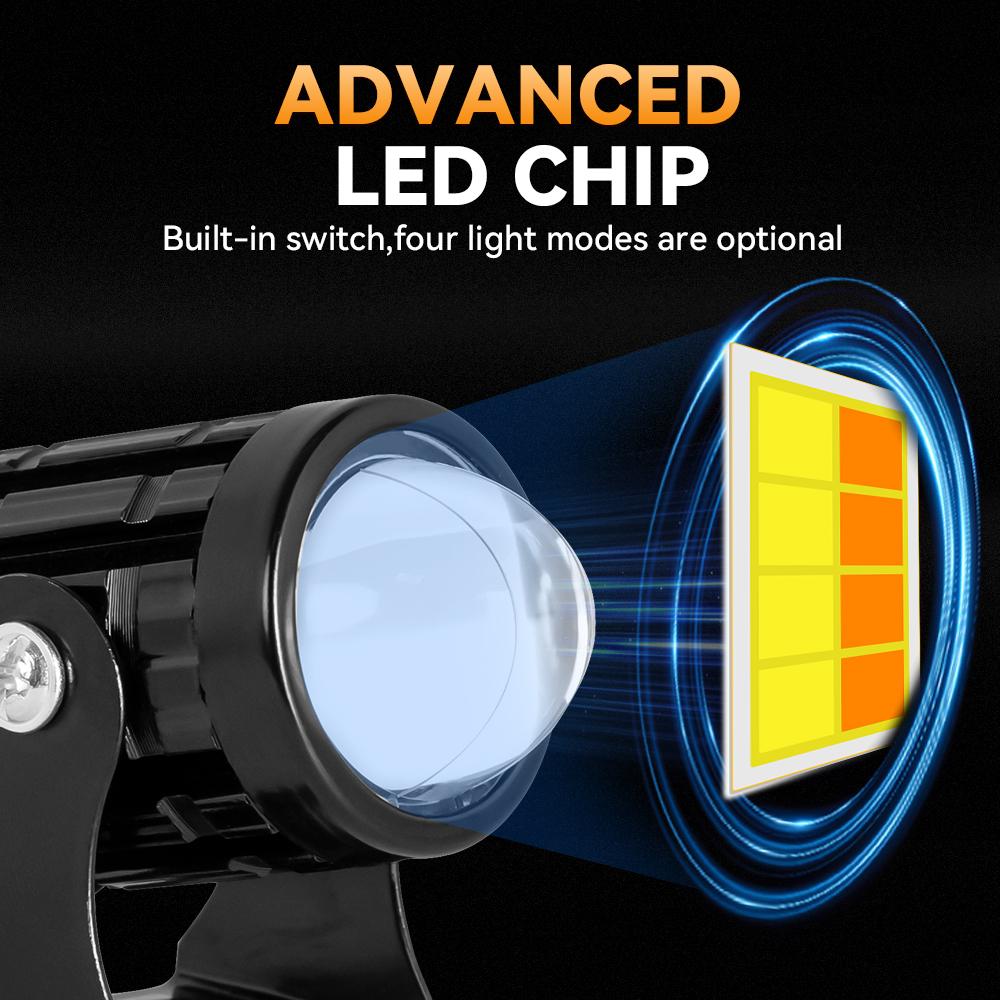 Moto Fog Auxiliary Motorcycle Headlight Spotlights Super Bright Motorcycle LED Explorers Headlight Projector Fisheye Lens LED
