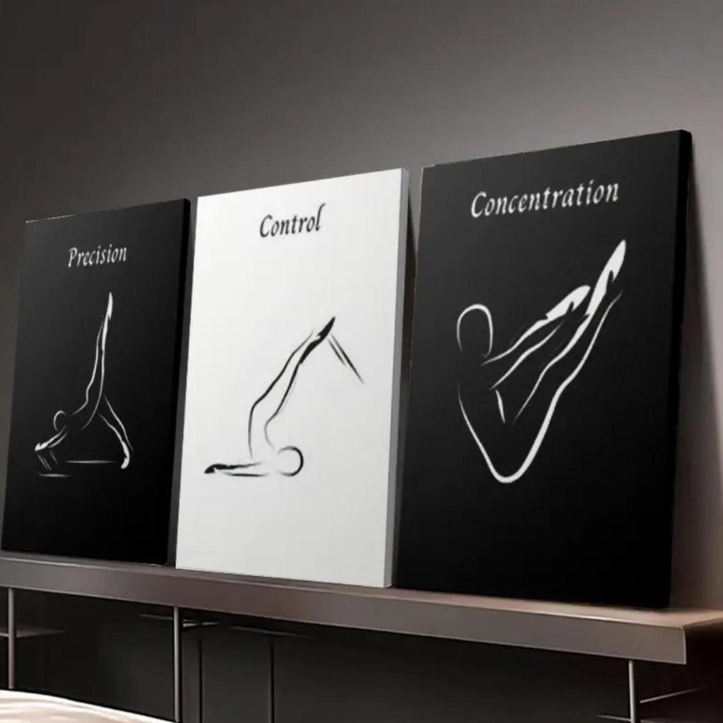 Gym Yoga Studio Wall Art: Yoga Bedroom Mural with Pine Frame Canvas