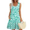 Women's Summer Casual U-shaped Tie Pocket Popular Floral Print Dress