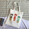 Korean Version Handbag Women's Shopping Bag 2022 Large Cartoon Print Canvas Shoulder Shopping Bag Schoolgirl Cotton Eco-friendly