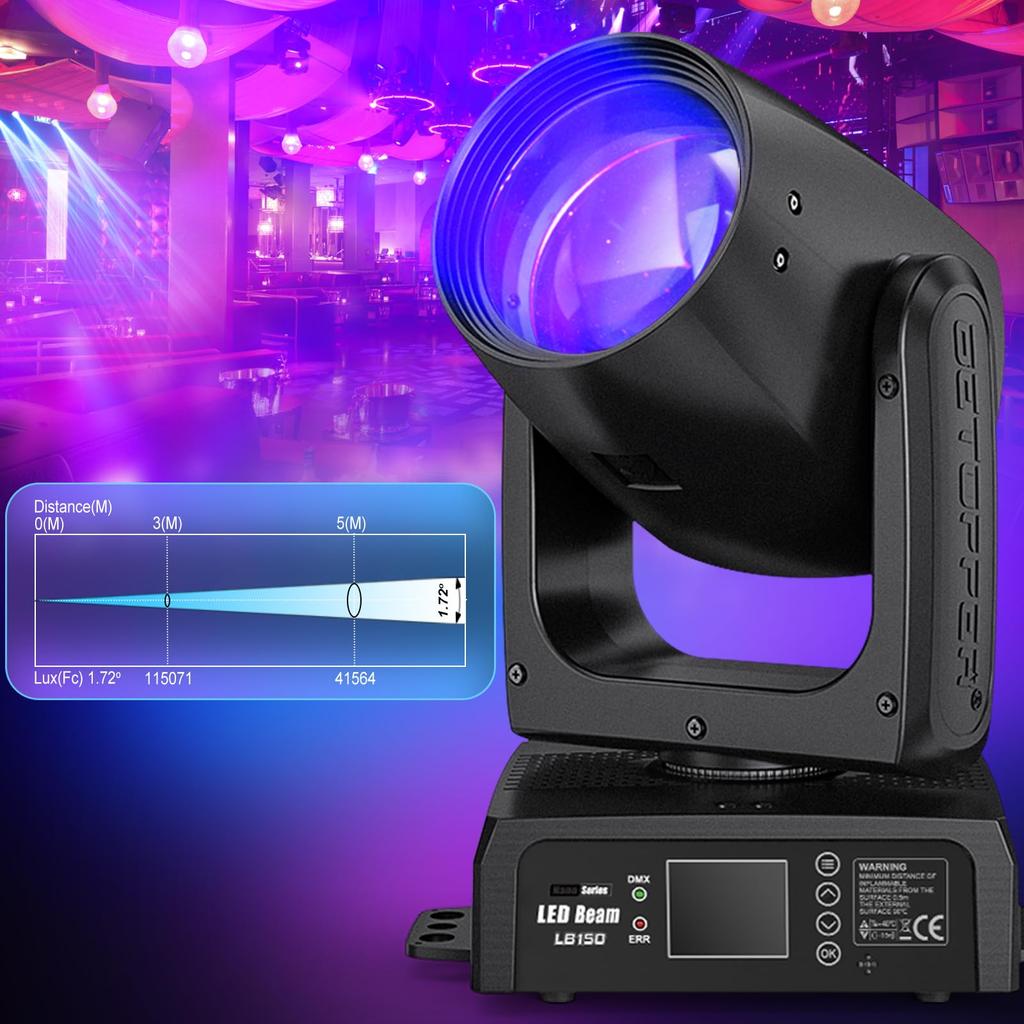 BETOPPER Beam Light LED Stage Light Stage Lighting Spotlight Dimmable Disco Light Rotating Light 12 GOBO 12 Colors 150W LED Par Light DJ Light Disco