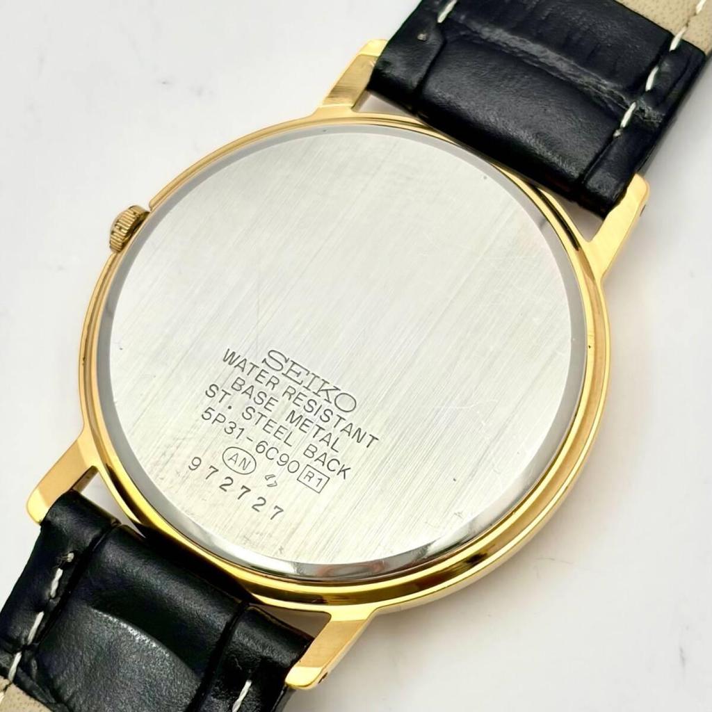 [Новый аккумулятор] Мужские часы SEIKO Золотые 5P31-6C90 972727 Новый ремешок
