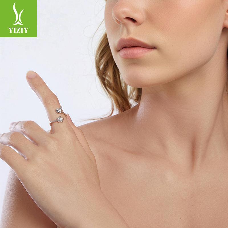 S925 Whole Body Sterling Silver Flower And Bird Open Ring, Versatile Small Exquisite Ring, Bright Silver Ins Style