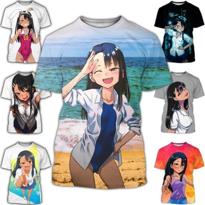 Летние мужские и женские футболки с аниме-принтом Nagatoro 3D Футболка Модная круглая горловина с короткими рукавами