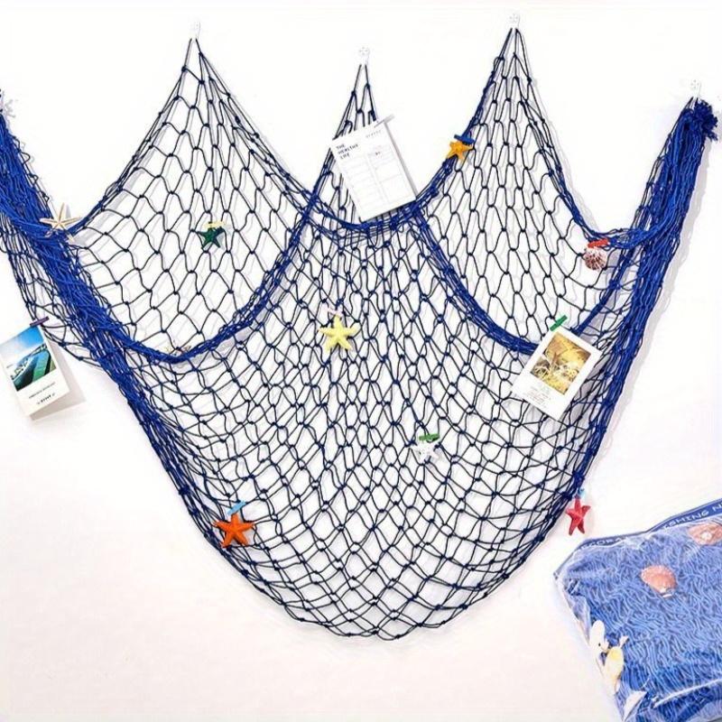 1Pc Mediterranean Decorative Fishing Net, Thick Cotton and Linen Rope Shell Net Background Wall Creative Photo Decorative Hanging Net
