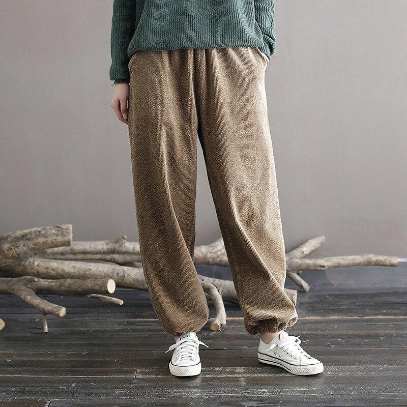 Johnature Женские свободные однотонные повседневные брюки, винтажные брюки с эластичной резинкой на талии, весенние удобные брюки