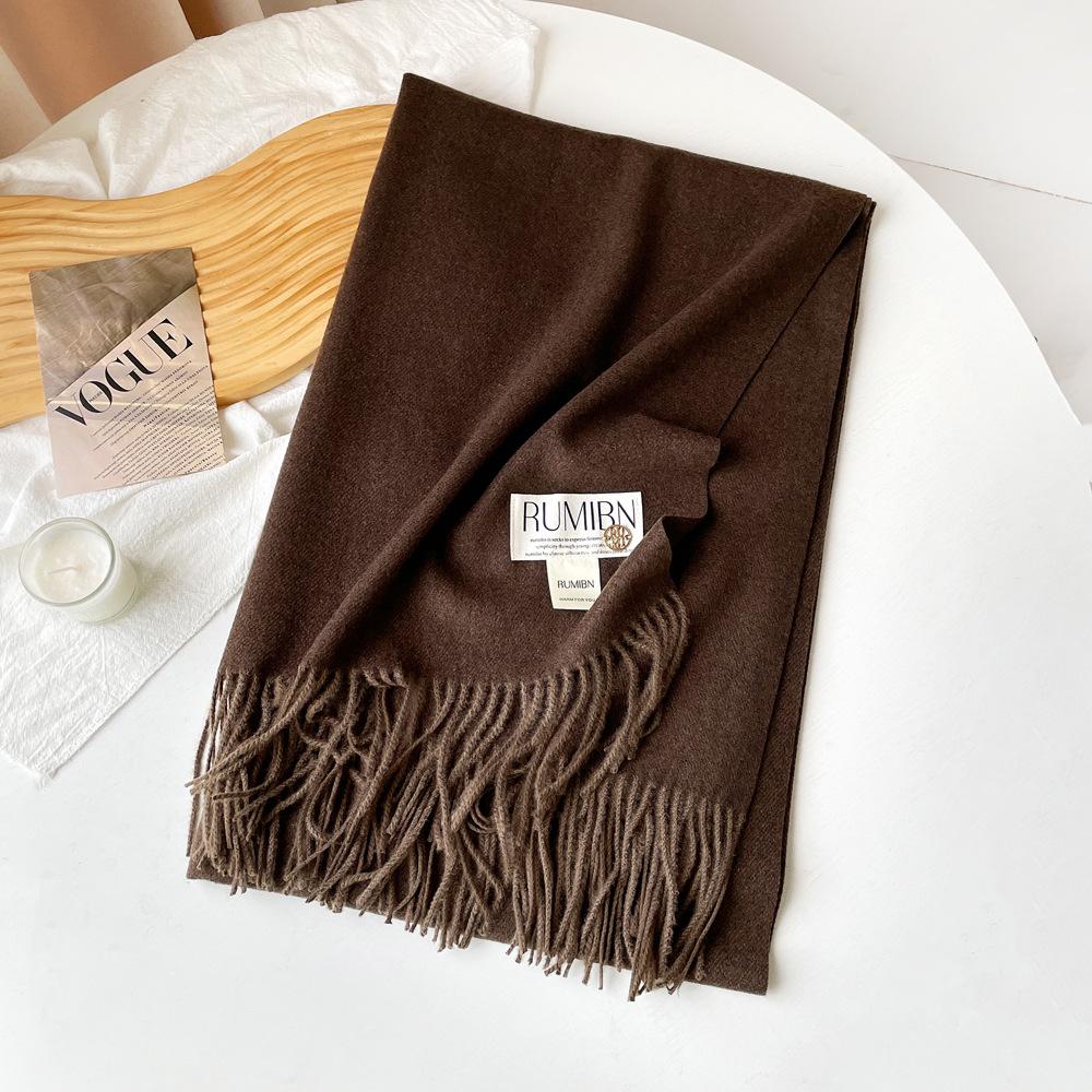 Solid Color Imitation Cashmere Scarf Women's Metal Standard Shawl Women's High-grade Relaxation Camel-colored Warm Scarf