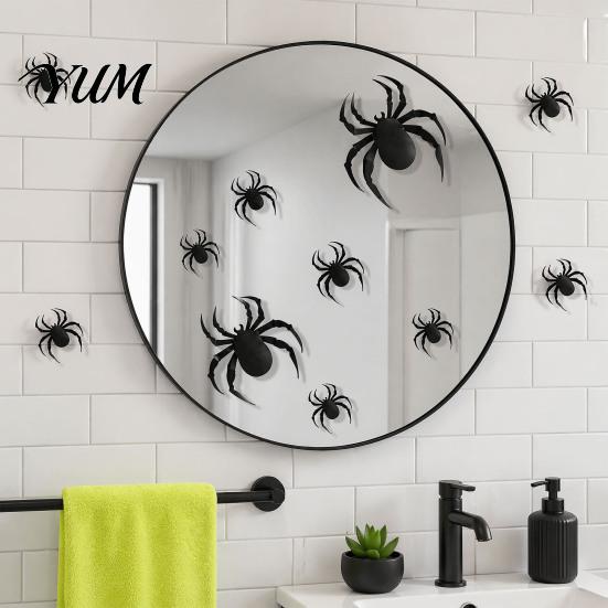 Spooky Hanging Bat Ornaments 3D Bats Wall Decor, Halloween Black Stickers, Waterproof Tree Scary Plastic DIY Room Decal for Indoor Party Supplies
