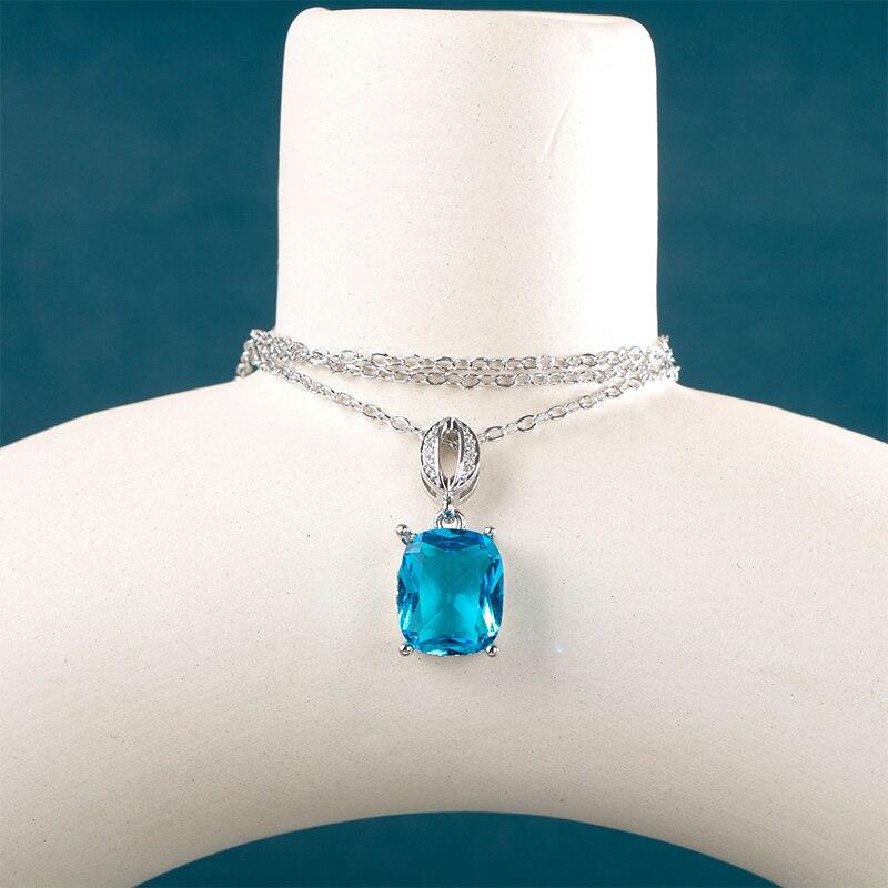 BELLA BOX Роскошное ожерелье с подвеской в ​​виде синего топаза для женщин, уникальное ожерелье для церемонии и помолвки, новые модные ювелирные изделия