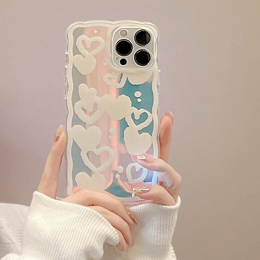 Мечтательная любовь Подходит для iPhone15 Apple 16 Чехол для мобильного телефона 14pro Max Волнистый край 11 Девушка X Лазер 13